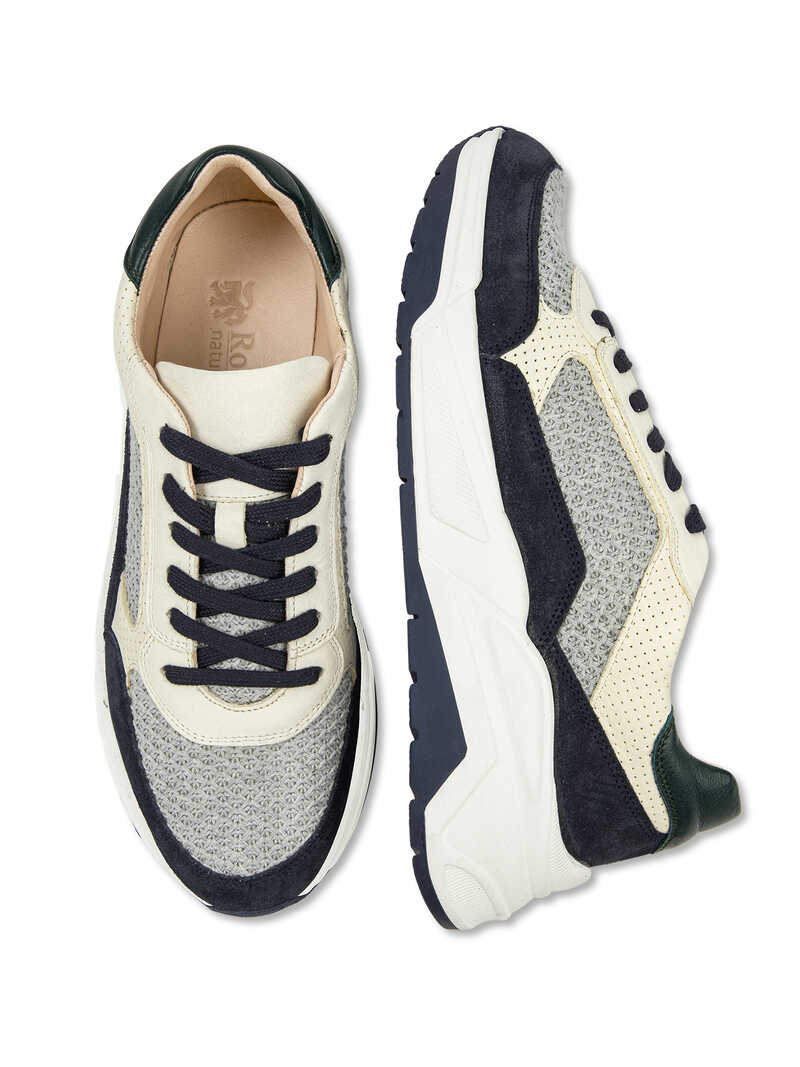 Herren-Leder-Sneaker mit Mesh-Strick