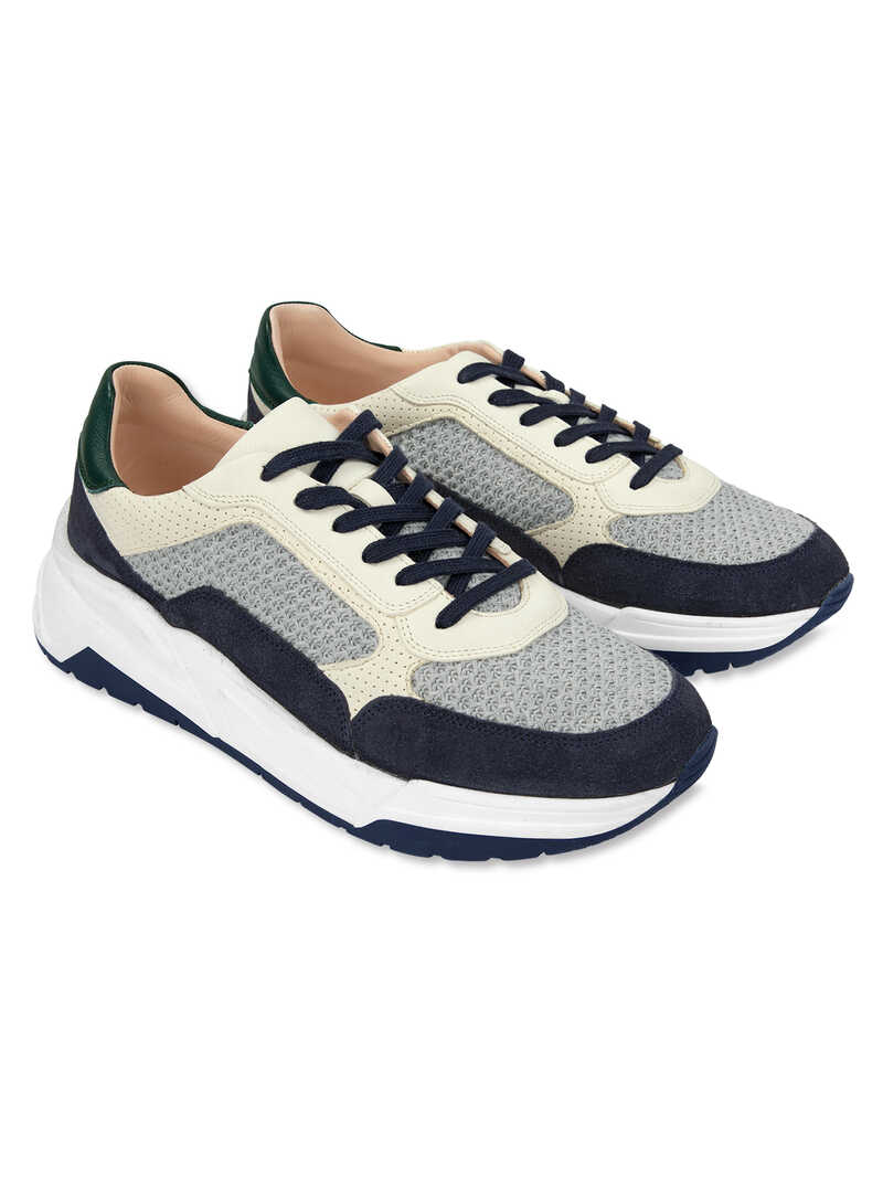 Alternatives Bild 1 zu Herren-Leder-Sneaker mit Mesh-Strick