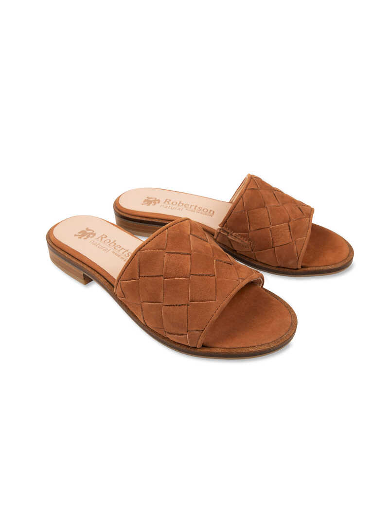 Leder-Pantolette im Flechtlook