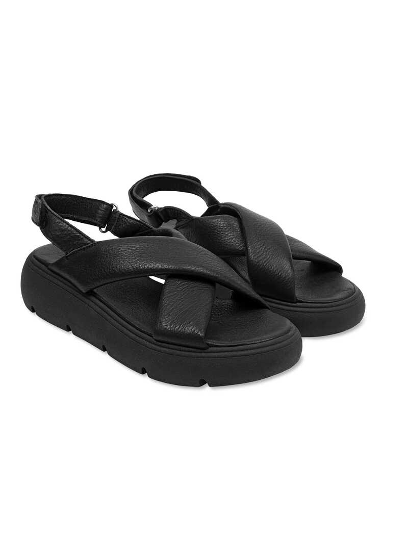 Schwarze Crossover-Sandalen