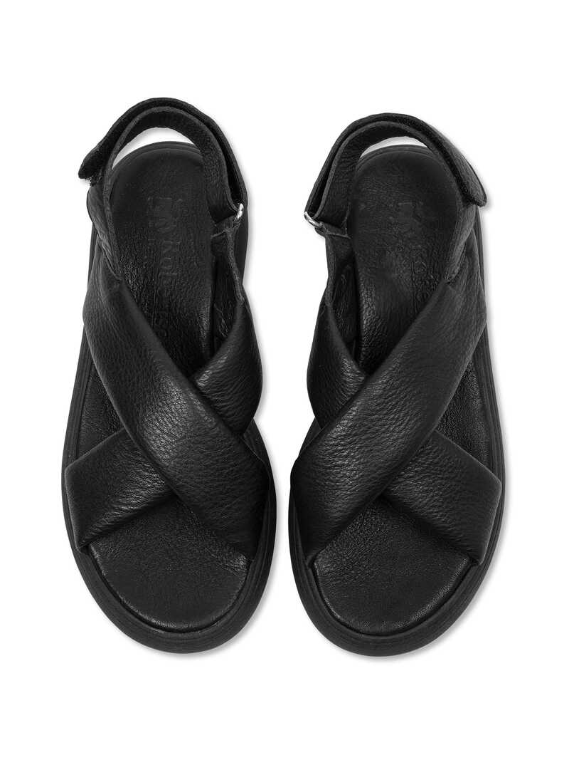 Schwarze Crossover-Sandalen