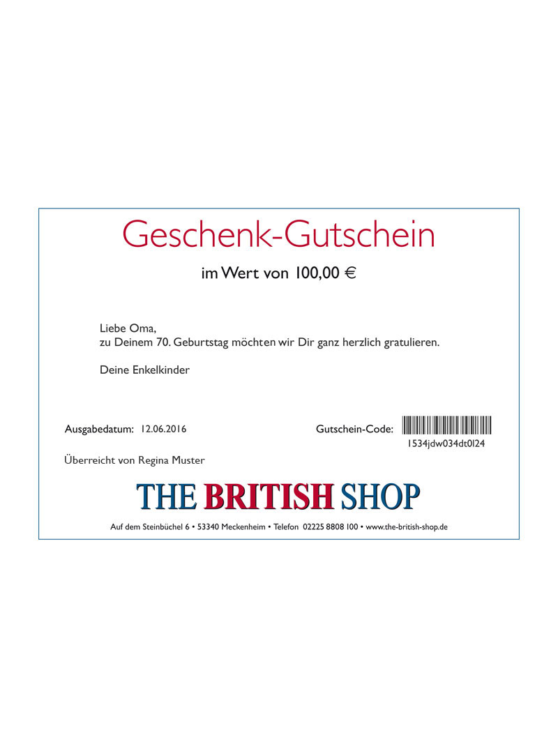  THE BRITISH SHOP Gutschein zum Bestellen