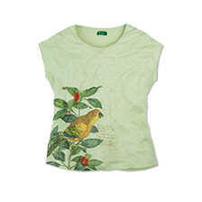 Damen-Leinen-Shirt mit Papagei
