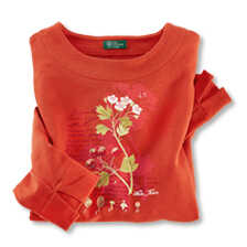 Damen-Sweatshirt mit Blten-Print-Stickerei