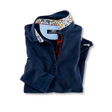 Blaues Damen-Poloshirt mit Liberty-Kragen