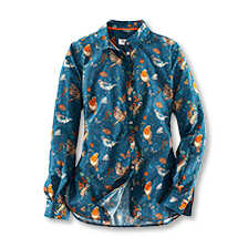 Langarm-Bluse mit Vogel-Schmetterlings-Print