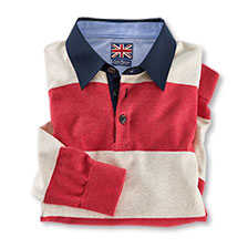 Rugby-Pullover mit Blockstreifen in Rot-Weiß