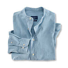 Stehkragenhemd aus Chambray