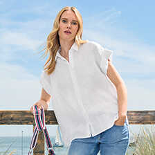 Weie Leinenbluse oversized