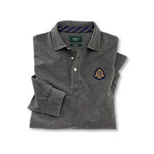 Graues Langarm-Poloshirt mit Wappen