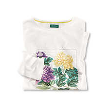 Thumbnail zu Weies Rundhals-Shirt Chrysanthemen