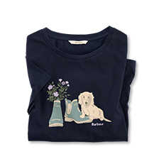 Damenshirt mit Dackel & Gummistiefeln