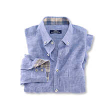 Leinenhemd Mini Hahnentrittmuster