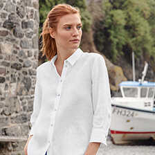 Wei�e Leinen-Hemdbluse