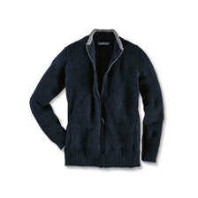 Schurwoll-Cardigan für Herren in Navy