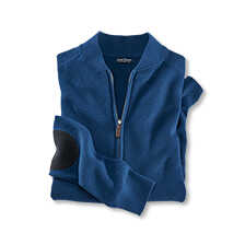 Blauer Herrencardigan im Blousonstil
