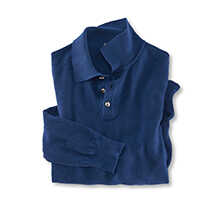 Blauer Herrenpullover mit Polokragen im Milano-Strick