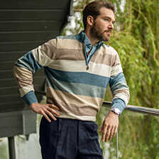Troyer-Pullover mit Blockstreifen Pima Cotton