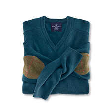 Thumbnail zu Lambswool-v-Neck-Pullover mit rmelpatches