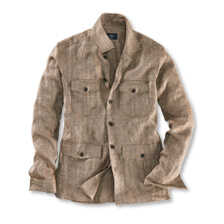 Herren-Leinenjacke aus Fischgrat-Gewebe