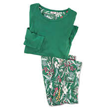 Winter-Pyjama mit Blumenhose