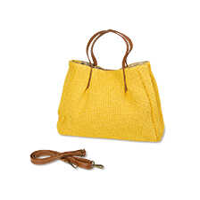 Gelbe Handtasche aus Raffiastroh