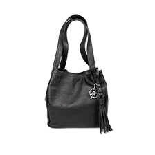 Klassische Lederhandtasche in Schwarz