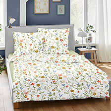 Bettw�sche-Set aus Mako-Satin mit Fr�hlingsblumen