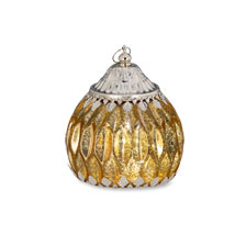Kleine goldfarbene Glaslaterne mit LEDs