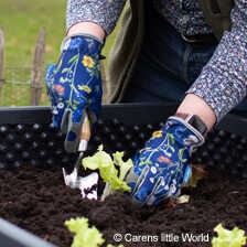 Blaue Gartenhandschuhe British Meadow mit Blumen