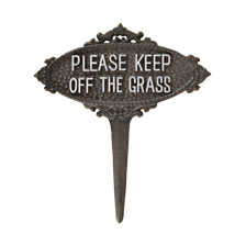 Nostalgischer Gartenstecker Keep off the grass aus Gusseisen