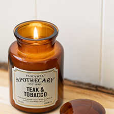 Duftkerze im Apotheken-Glas 'Teak & Tobacco'