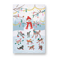Weihnachts-Geschirrtuch Ice Skating Animals
