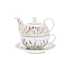 Teeset Becher und Kanne mit Lavendelmotiv