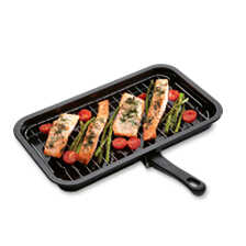 Grillpfanne aus Emaille mit abnehmbaren Griff