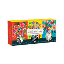 Puzzle-Geschenk-Set 3 x 120 Teile mit Blumenvasen