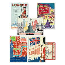 Postkarten-Set London im Vintage Style