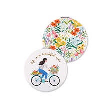Thumbnail zu Taschenspiegel mit Blumen und Fahrradfahrerin