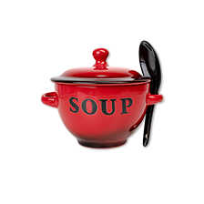 Keramik-Suppentasse mit L�ffel im Retro-Design