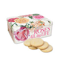Gebckdose mit Rosen vier Packungen Cornish Shortbread