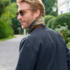 Blauer Kurzmantel im British Country Look fr Herren