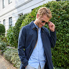 Blauer Kurzmantel im British Country Look fr Herren