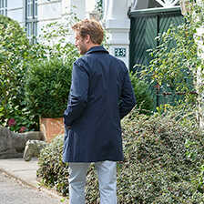 Blauer Kurzmantel im British Country Look fr Herren