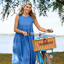 Alernatives Thumbnail 2 zu Blaues Leinenkleid in Hngerform