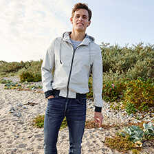 Grauer Blouson mit Kapuze fr Heren