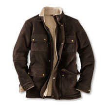 Herren-Lederjacke aus Ziegenvelours mit Teddy-Futter