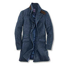 Harris-Tweed-Mantel fr Herren aus Fischgrat-Tweed