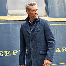 Harris-Tweed-Mantel fr Herren aus Fischgrat-Tweed