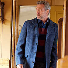 Harris-Tweed-Mantel fr Herren aus Fischgrat-Tweed