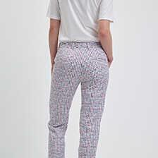 Damenhose mit Rosen und Hahnentrittmuster